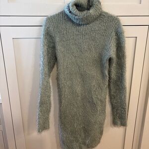 Forever 21 Cozy Fuzzy Turtleneck Dress - Soft Green